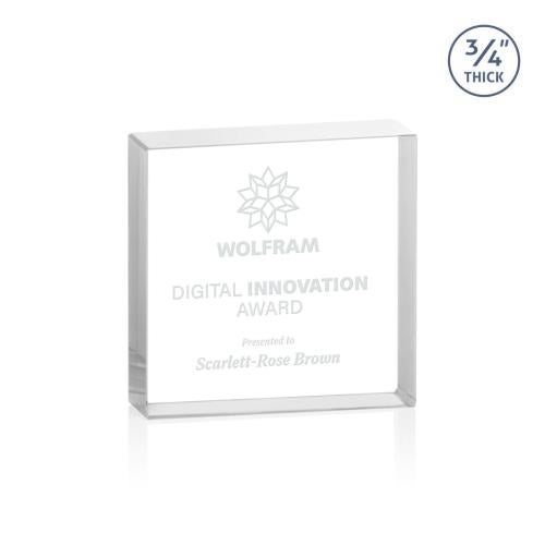 Awards and Plaques - Crystal Trophies - Upton Square Clear Square / Cube Crystal Trophy