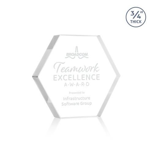 Awards and Plaques - Crystal Trophies - Gilford Hexagon Clear Polygon Crystal Trophy