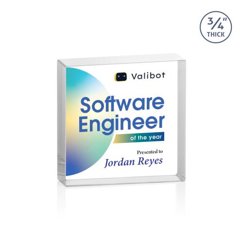 Awards and Plaques - Crystal Trophies - Upton Square Full Color Clear Square / Cube Crystal Trophy