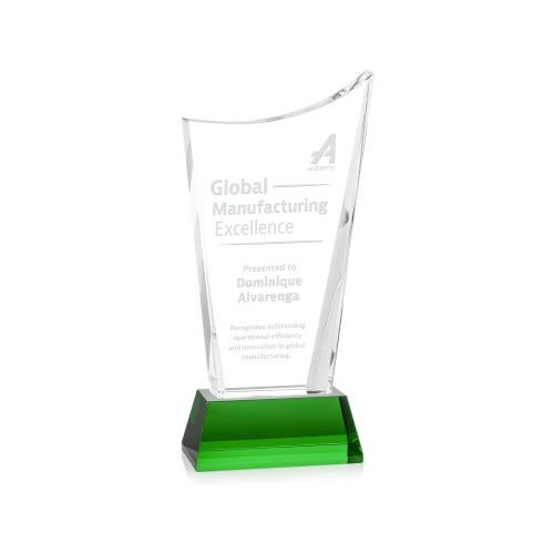 Awards and Plaques - Crystal Trophies - Burnett on Helton Base Green Peaks Crystal Trophy