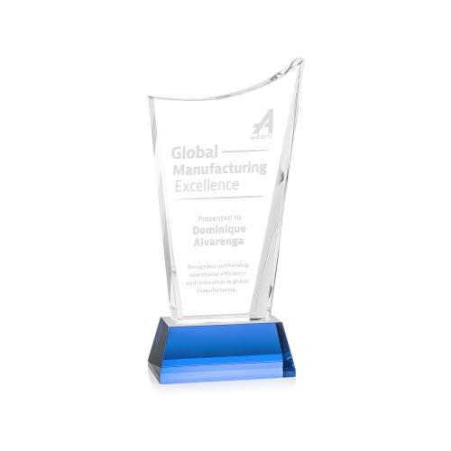 Awards and Plaques - Crystal Trophies - Burnett on Helton Base Sky Blue Peaks Crystal Trophy