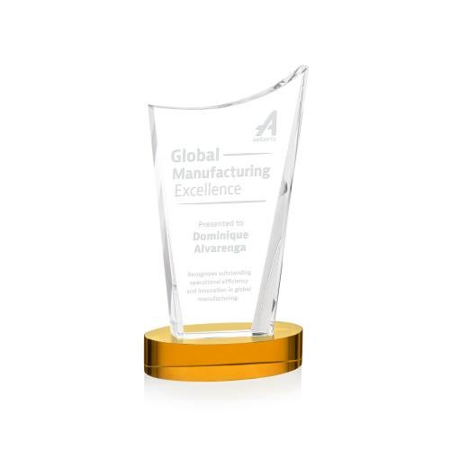 Awards and Plaques - Crystal Trophies - Burnett on Alberton Base Amber Peaks Crystal Trophy