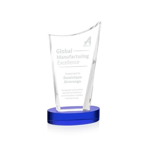 Awards and Plaques - Crystal Trophies - Burnett on Alberton Base Blue Peaks Crystal Trophy