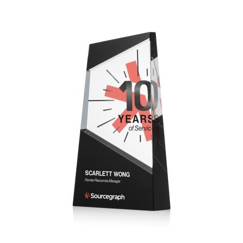 Awards and Plaques - Crystal Trophies - Gutierrez Full Color Black Towers Crystal Trophy