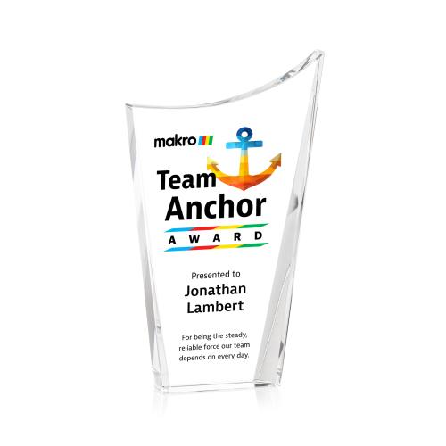 Awards and Plaques - Crystal Trophies - Burnett Full Color Clear Peaks Crystal Trophy
