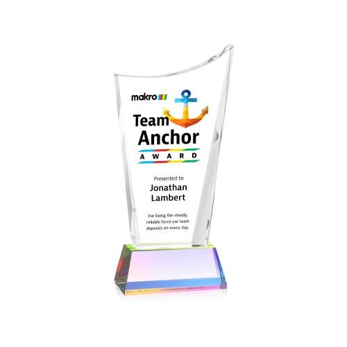 Awards and Plaques - Crystal Trophies - Burnett Full Color on Helton Base Prismatic Peaks Crystal Trophy