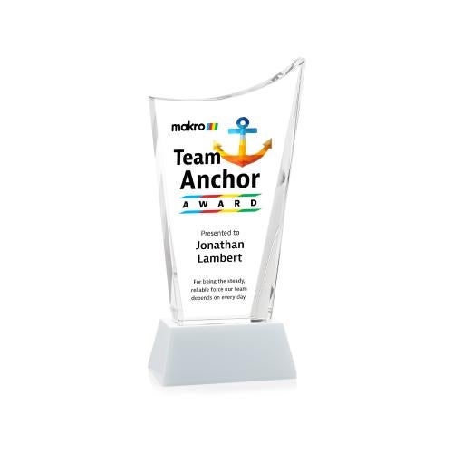 Awards and Plaques - Crystal Trophies - Burnett Full Color on Helton Base Fagan Peaks Crystal Trophy