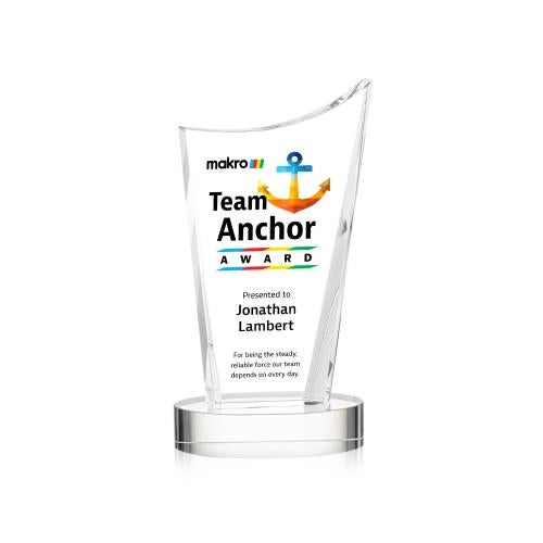 Awards and Plaques - Crystal Trophies - Burnett Full Color on Alberton Base Clear Peaks Crystal Trophy