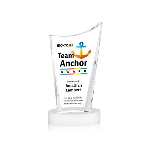 Awards and Plaques - Crystal Trophies - Burnett Full Color on Alberton Base Fagan Peaks Crystal Trophy