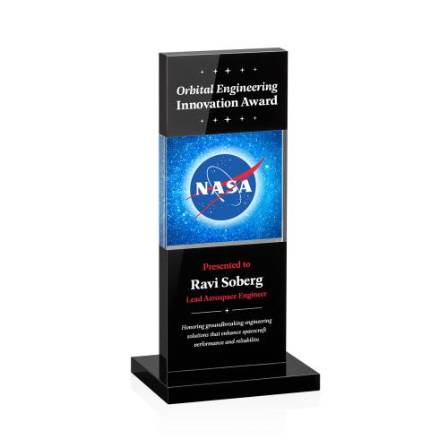 Awards and Plaques - Crystal Trophies - Berry Full Color Black Towers Crystal Trophy