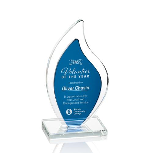 Awards and Plaques - Crystal Trophies - Trejo Blue Flame Crystal Trophy
