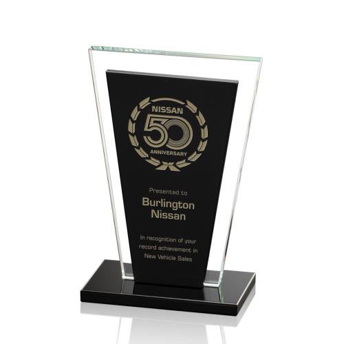 Awards and Plaques - Crystal Trophies - Braun Black Rectangle Crystal Trophy