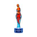 Venus on Round Base Blue Glass Trophy