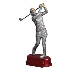 Modern Golf Female Resin Figure Trophy - Trophies