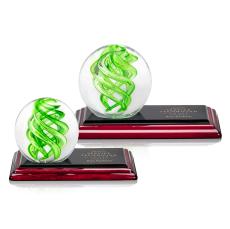 Longoria Globe on Rosewood Base Glass Trophy - Glass Trophies