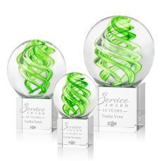 Longoria on Square Crystal Base Clear Globe Glass Trophy - Glass Trophies