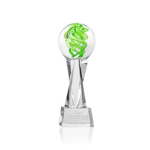 Awards and Plaques - Glass Trophies - Longoria on Saldana Crystal Base Clear Globe Glass Trophy