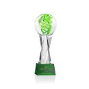 Longoria on Saldana Crystal Base Green Globe Glass Trophy