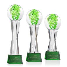 Longoria on Saldana Crystal Base Green Globe Glass Trophy - Glass Trophies