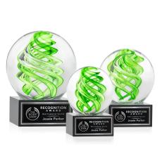 Longoria on Plated Crystal Base Black Globe Glass Trophy - Glass Trophies