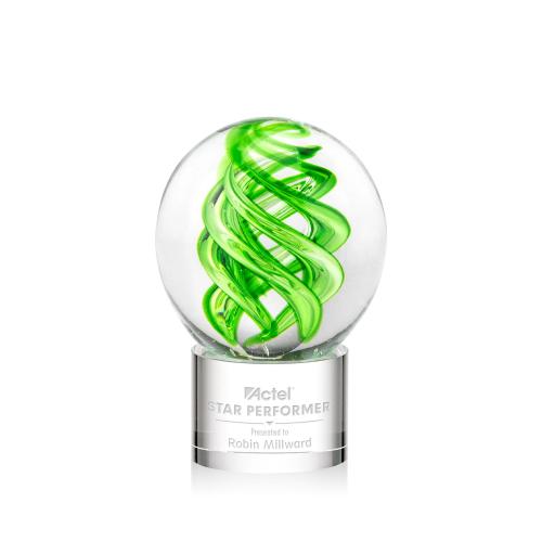 Awards and Plaques - Glass Trophies - Longoria on Round Base Clear Globe Glass Trophy