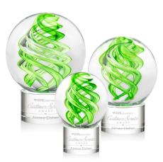 Longoria on Round Base Clear Globe Glass Trophy - Glass Trophies