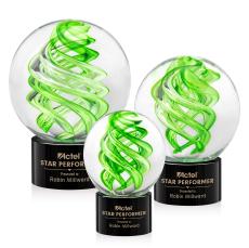 Longoria on Round Base Black Globe Glass Trophy - Glass Trophies