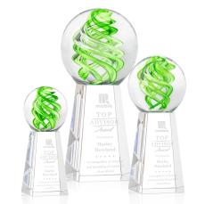 Longoria on Tall Crystal Base Clear Globe Glass Trophy - Glass Trophies