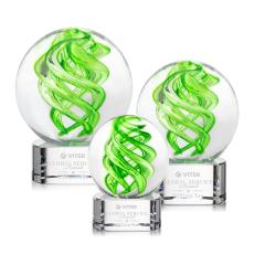 Longoria on Half Round Base Clear Globe Glass Trophy - Glass Trophies