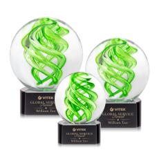 Longoria on Half Round Base Black Globe Glass Trophy - Art Glass Trophies