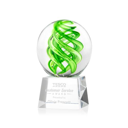 Awards and Plaques - Glass Trophies - Longoria on Small Crystal Base Clear Globe Glass Trophy