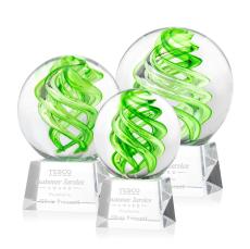 Longoria on Small Crystal Base Clear Globe Glass Trophy - Art Glass Trophies