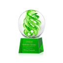 Longoria on Small Crystal Base Green Globe Glass Trophy