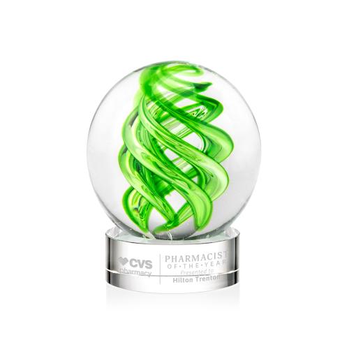 Awards and Plaques - Glass Trophies - Longoria on Stanrrich Base Clear Globe Glass Trophy