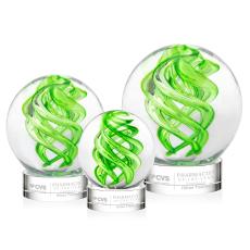 Longoria on Stanrrich Base Clear Globe Glass Trophy - Art Glass Trophies