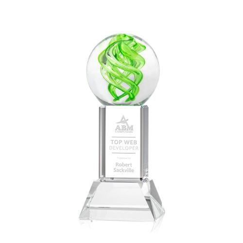 Awards and Plaques - Glass Trophies - Longoria on Tower Base Clear Globe Glass Trophy