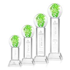 Longoria on Tower Base Clear Globe Glass Trophy - Art Glass Trophies