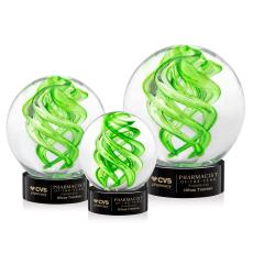Longoria on Stanrrich Base Black Globe Glass Trophy - Employee Awards
