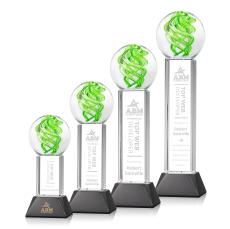 Longoria on Tower Base Black Globe Glass Trophy - Employee Awards