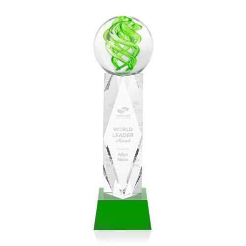 Awards and Plaques - Glass Trophies - Longoria on Toscana Base Green Globe Glass Trophy