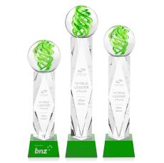 Longoria on Toscana Base Green Globe Glass Trophy - Employee Awards
