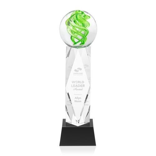 Awards and Plaques - Glass Trophies - Longoria on Toscana Base Black Globe Glass Trophy