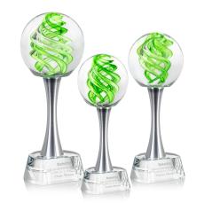 Longoria on Metal Pedestal Base Clear Globe Glass Trophy - Employee Awards
