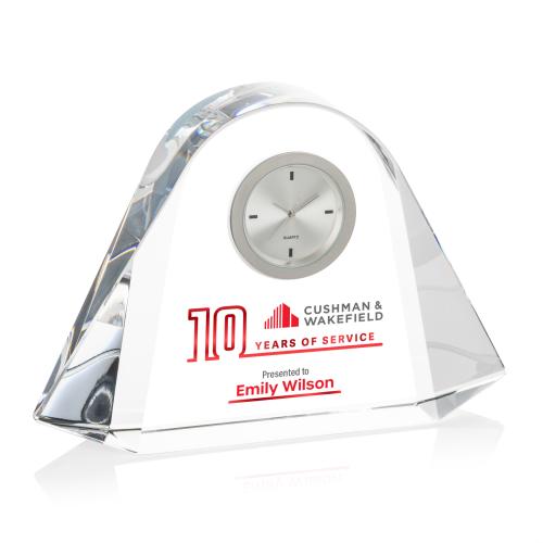 Awards and Plaques - Crystal Trophies - Crystal Clocks - Everall Full Color Clock