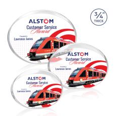 Quezada Oval Full Color Gold Circle Acrylic Trophy - Acrylic Trophies