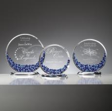 Velez Blue Circle Glass Trophy - Art Glass Trophies