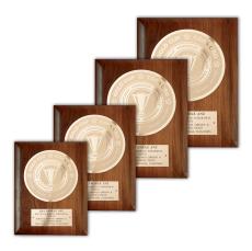 Etch/Frosted Plaque - Walnut Rolled Edge/Gold - Wall Plaque Awards