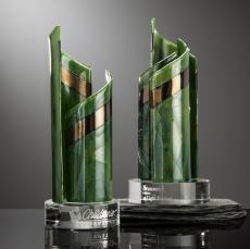 Timmons Dancer Green Unique Glass Trophy - Art Glass Trophies