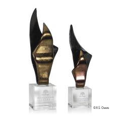 Gold Schneider Flame Glass Trophy - Glass Trophies