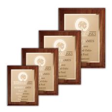 Etch/Frosted Plaque - Walnut Chamfer Edge/Gold - Wall Plaque Awards